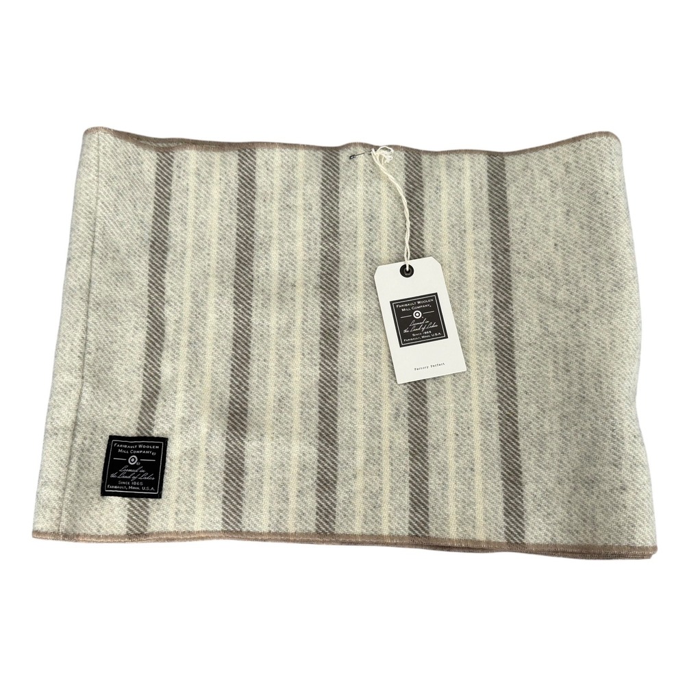 Faribault Woolen Mill Company‎ NWT Scarf Neck Warmer USA Made Striped Gray Wool - Picture 9 of 9